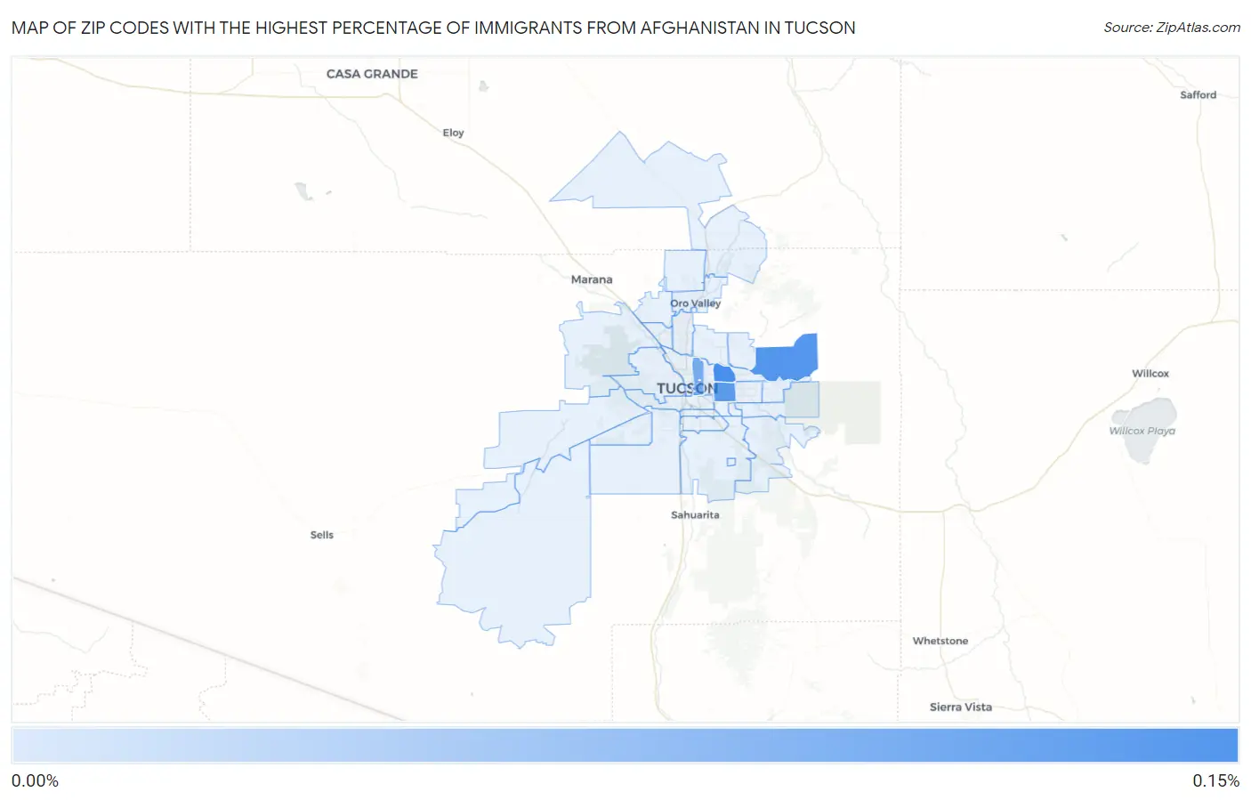 Zip Codes with the Highest Percentage of Immigrants from Afghanistan in Tucson Map