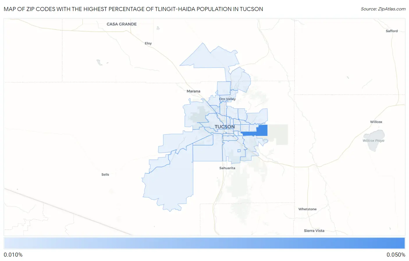 Zip Codes with the Highest Percentage of Tlingit-Haida Population in Tucson Map