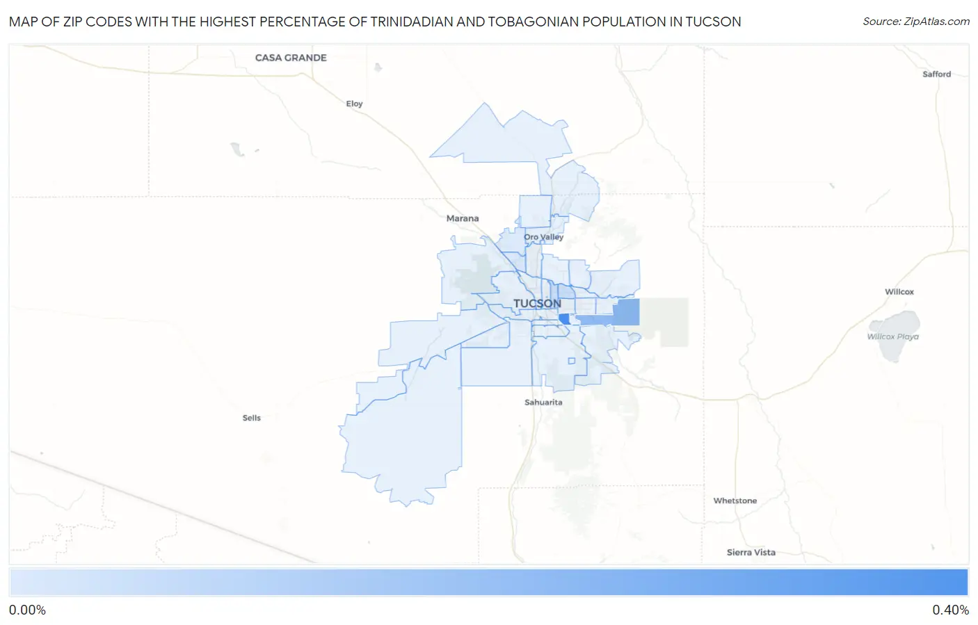 Zip Codes with the Highest Percentage of Trinidadian and Tobagonian Population in Tucson Map