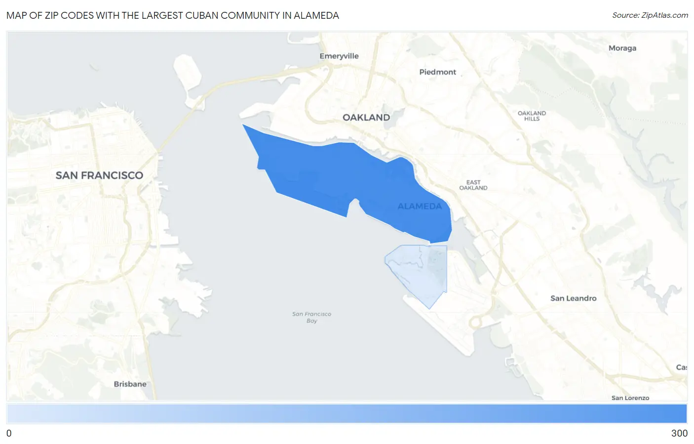 Zip Codes with the Largest Cuban Community in Alameda Map