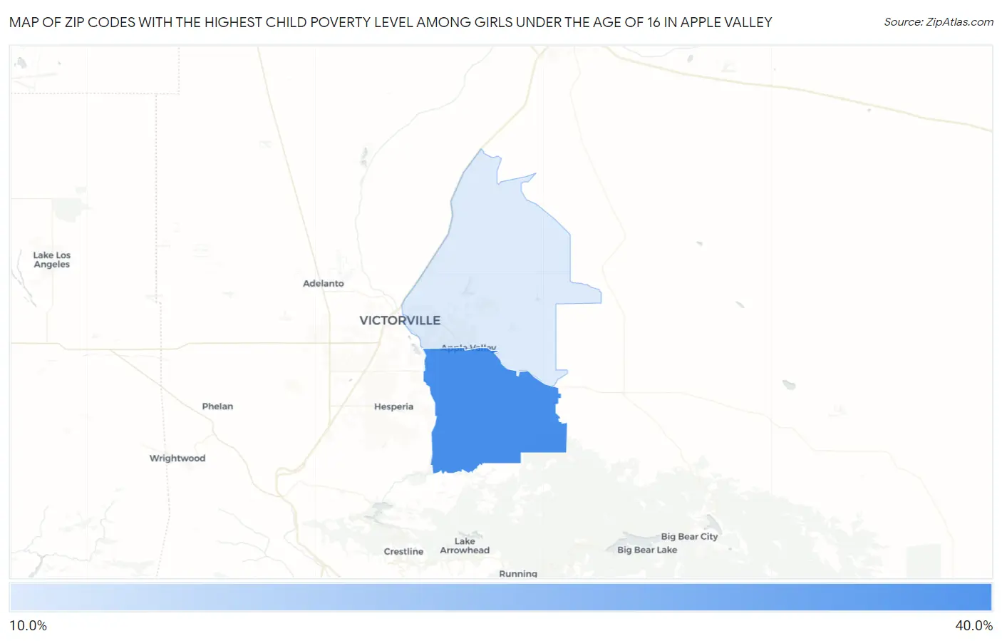 Zip Codes with the Highest Child Poverty Level Among Girls Under the Age of 16 in Apple Valley Map