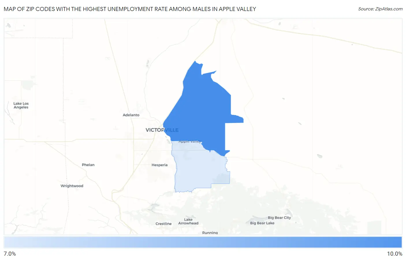Zip Codes with the Highest Unemployment Rate Among Males in Apple Valley Map