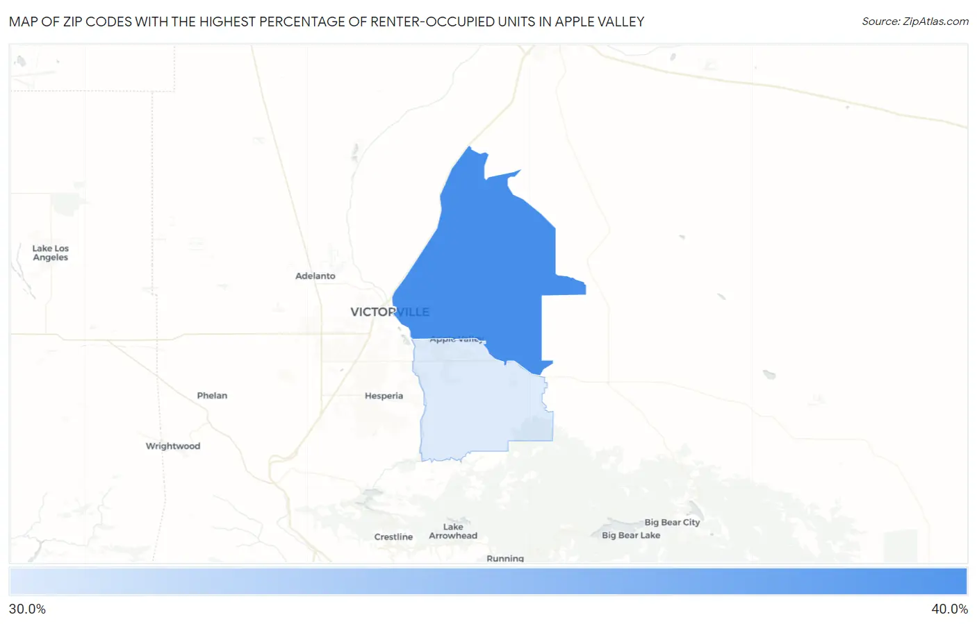 Zip Codes with the Highest Percentage of Renter-Occupied Units in Apple Valley Map