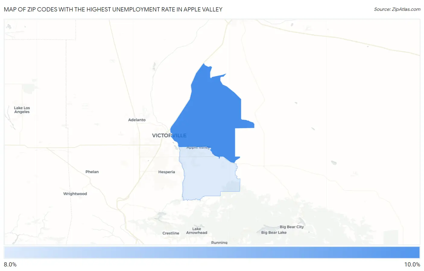 Zip Codes with the Highest Unemployment Rate in Apple Valley Map