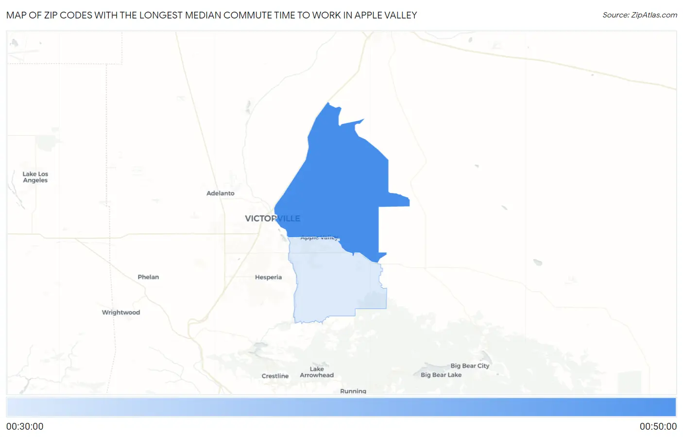 Zip Codes with the Longest Median Commute Time to Work in Apple Valley Map