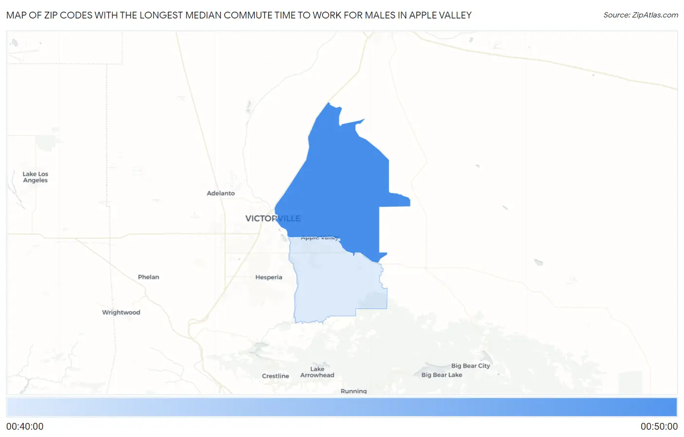 Zip Codes with the Longest Median Commute Time to Work for Males in Apple Valley Map