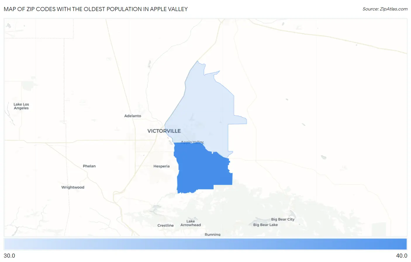 Zip Codes with the Oldest Population in Apple Valley Map