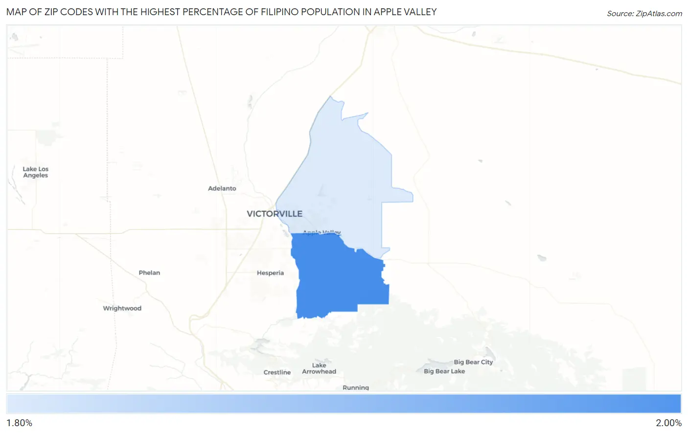 Zip Codes with the Highest Percentage of Filipino Population in Apple Valley Map