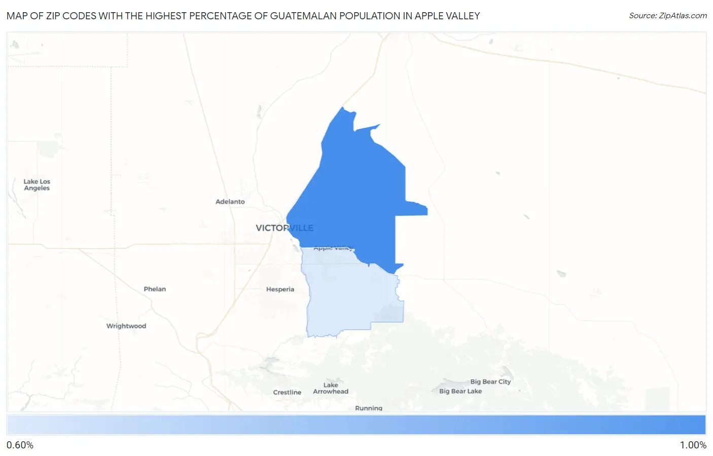 Zip Codes with the Highest Percentage of Guatemalan Population in Apple Valley Map