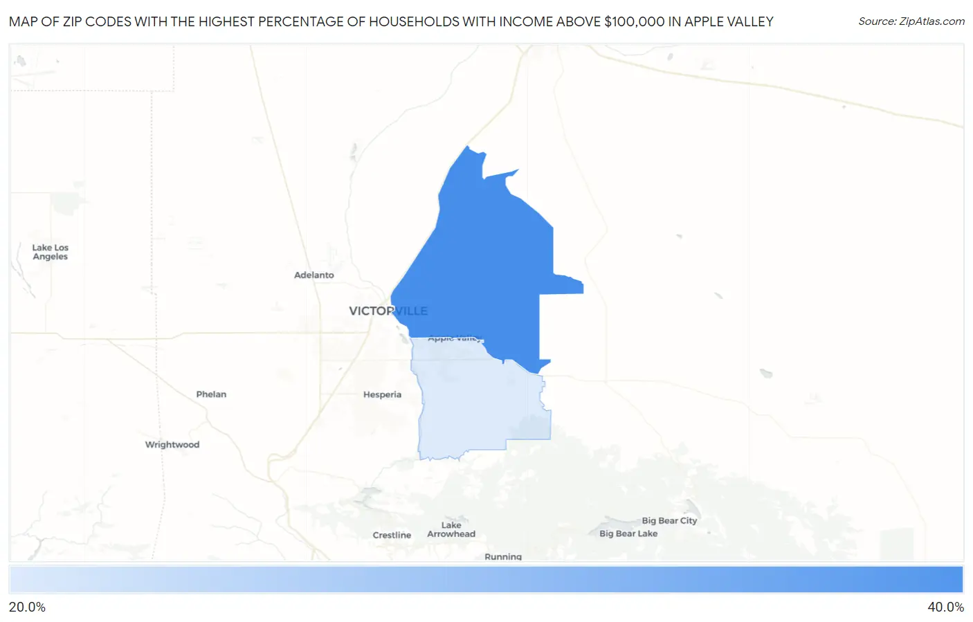 Zip Codes with the Highest Percentage of Households with Income Above $100,000 in Apple Valley Map