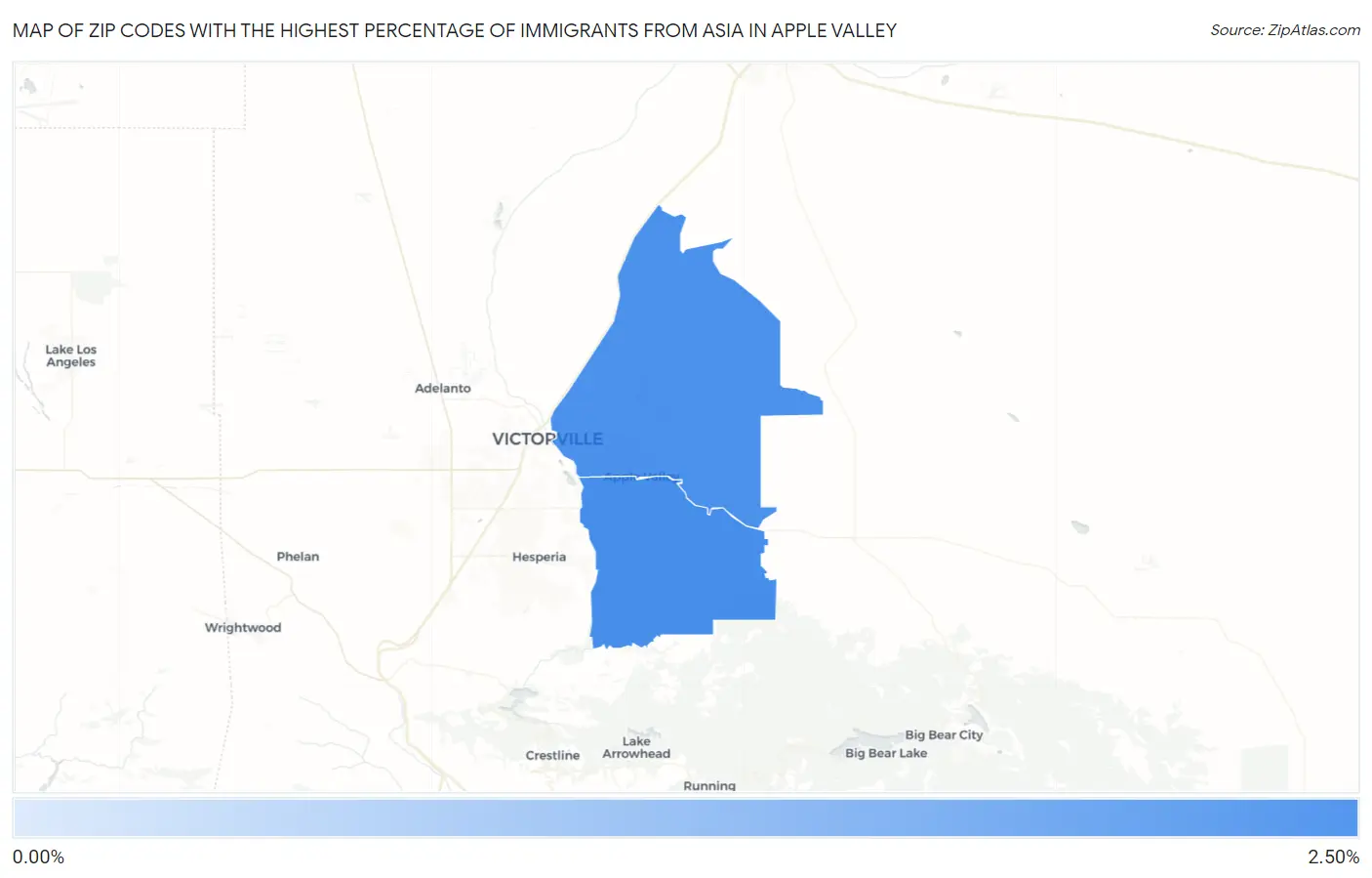 Zip Codes with the Highest Percentage of Immigrants from Asia in Apple Valley Map