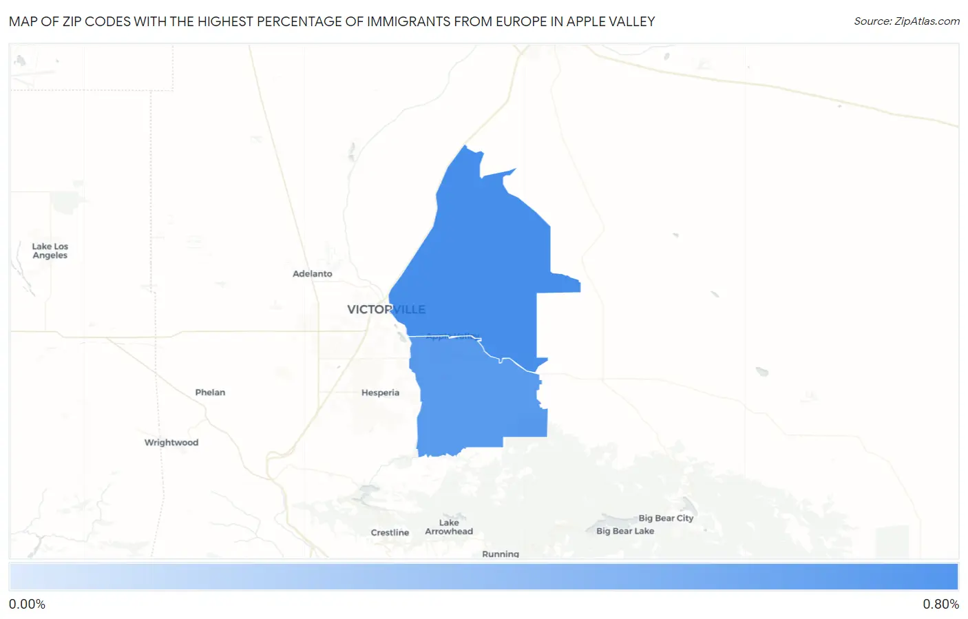 Zip Codes with the Highest Percentage of Immigrants from Europe in Apple Valley Map