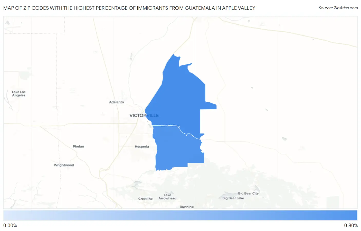 Zip Codes with the Highest Percentage of Immigrants from Guatemala in Apple Valley Map