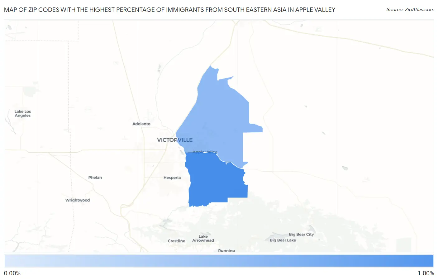 Zip Codes with the Highest Percentage of Immigrants from South Eastern Asia in Apple Valley Map