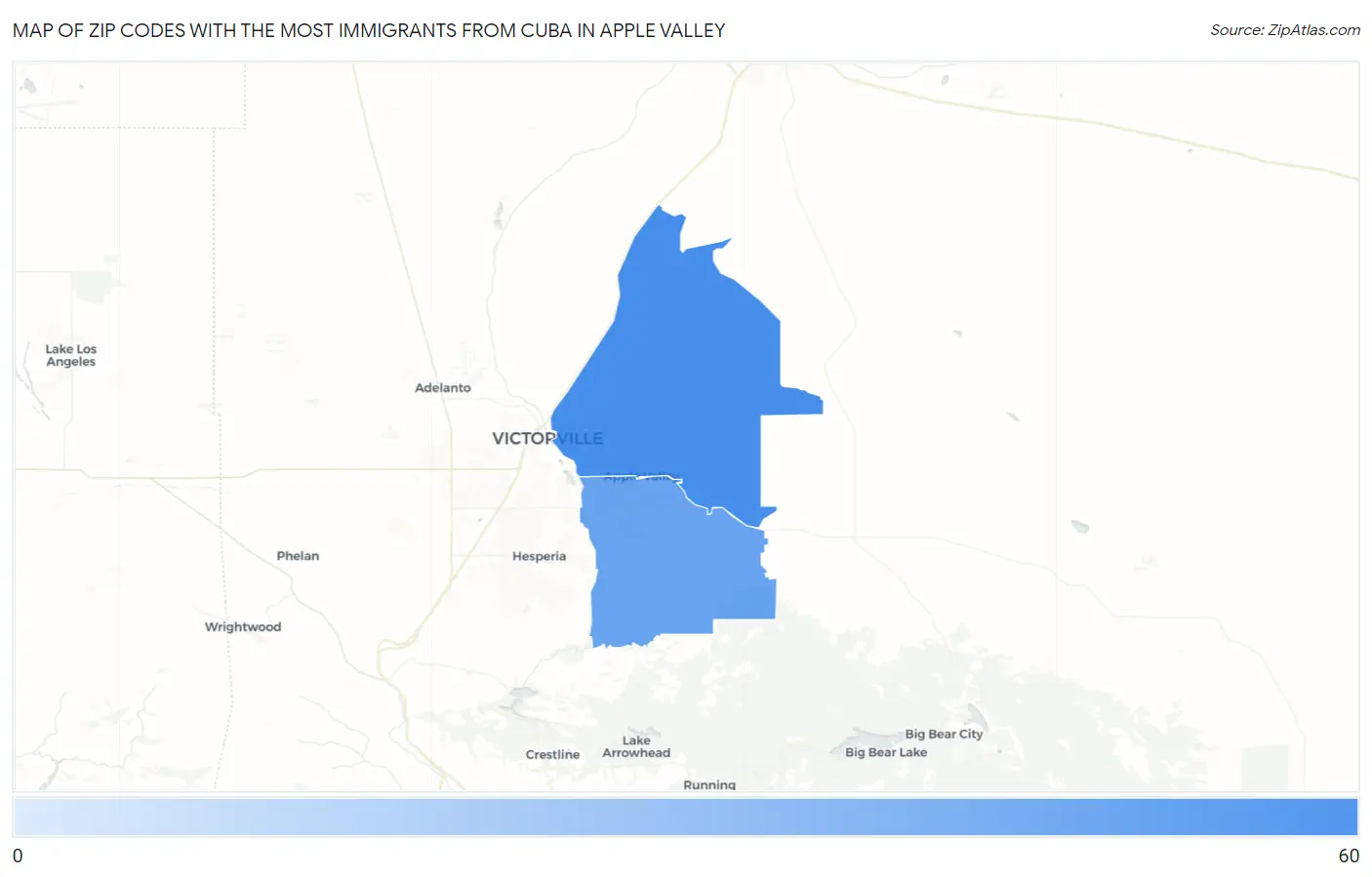 Zip Codes with the Most Immigrants from Cuba in Apple Valley Map