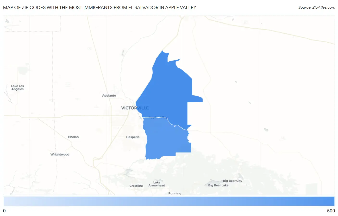 Zip Codes with the Most Immigrants from El Salvador in Apple Valley Map