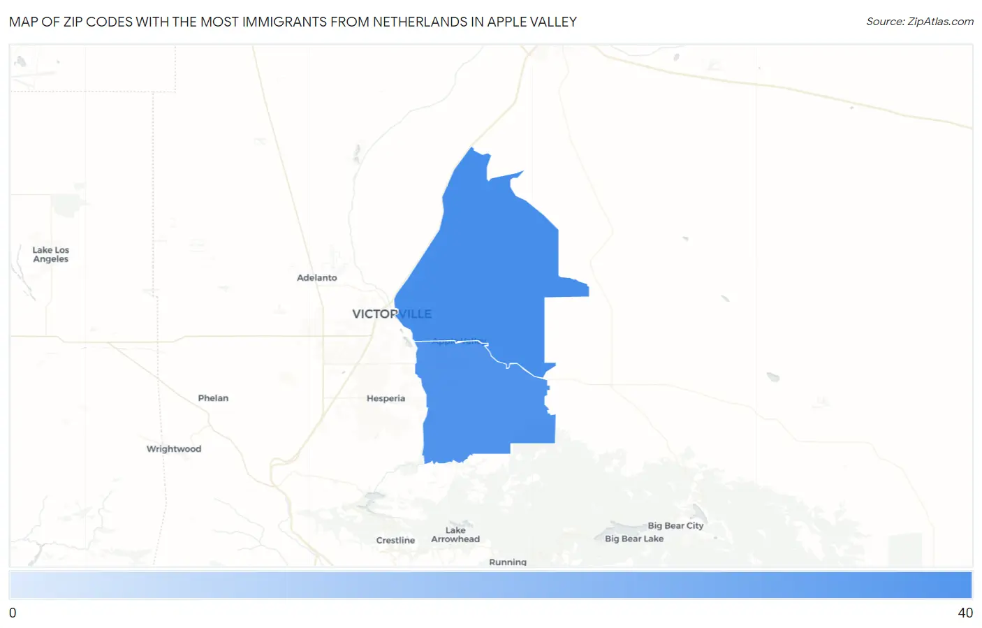 Zip Codes with the Most Immigrants from Netherlands in Apple Valley Map