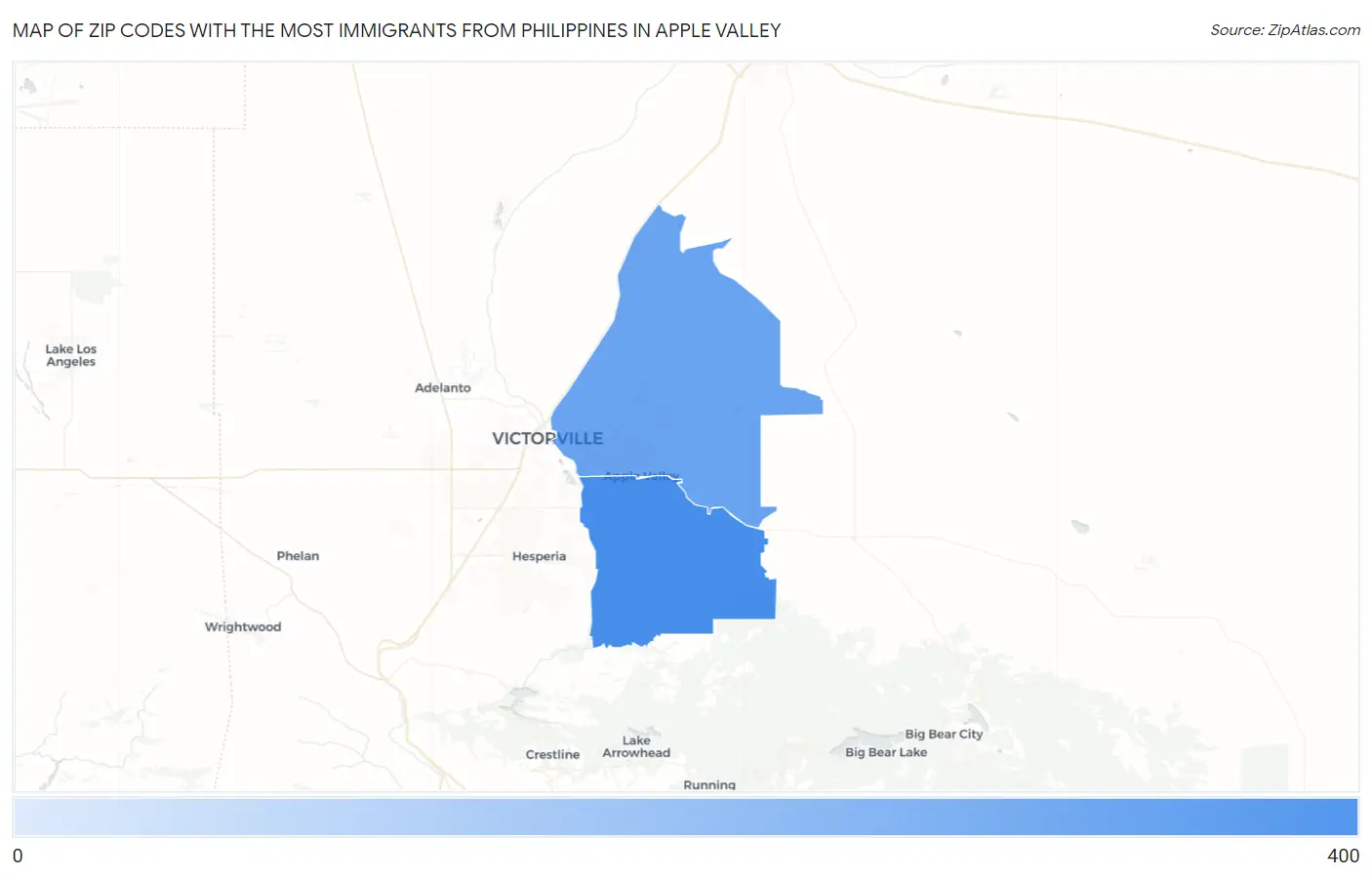 Zip Codes with the Most Immigrants from Philippines in Apple Valley Map