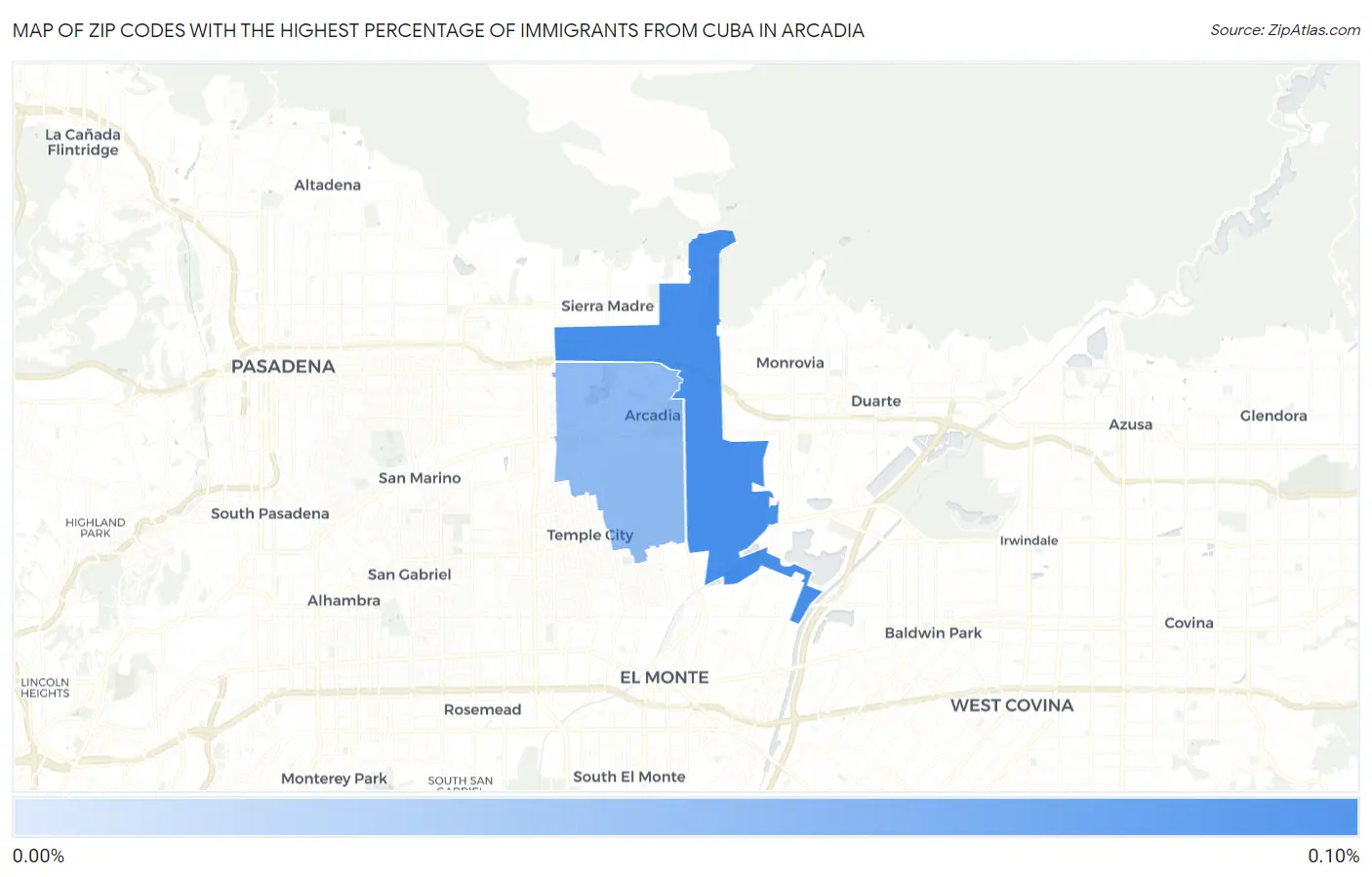 Zip Codes with the Highest Percentage of Immigrants from Cuba in Arcadia Map