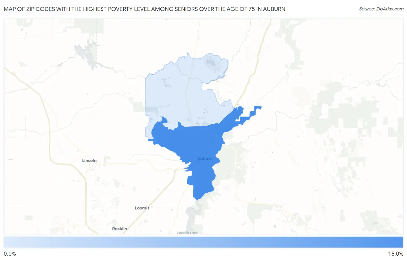 Zip Codes with the Highest Poverty Level Among Seniors Over the Age of 75 in Auburn Map