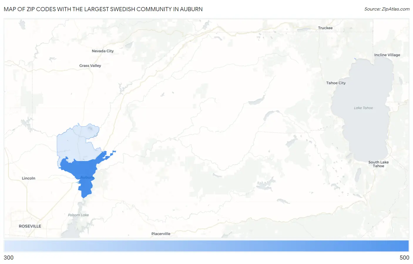 Zip Codes with the Largest Swedish Community in Auburn Map