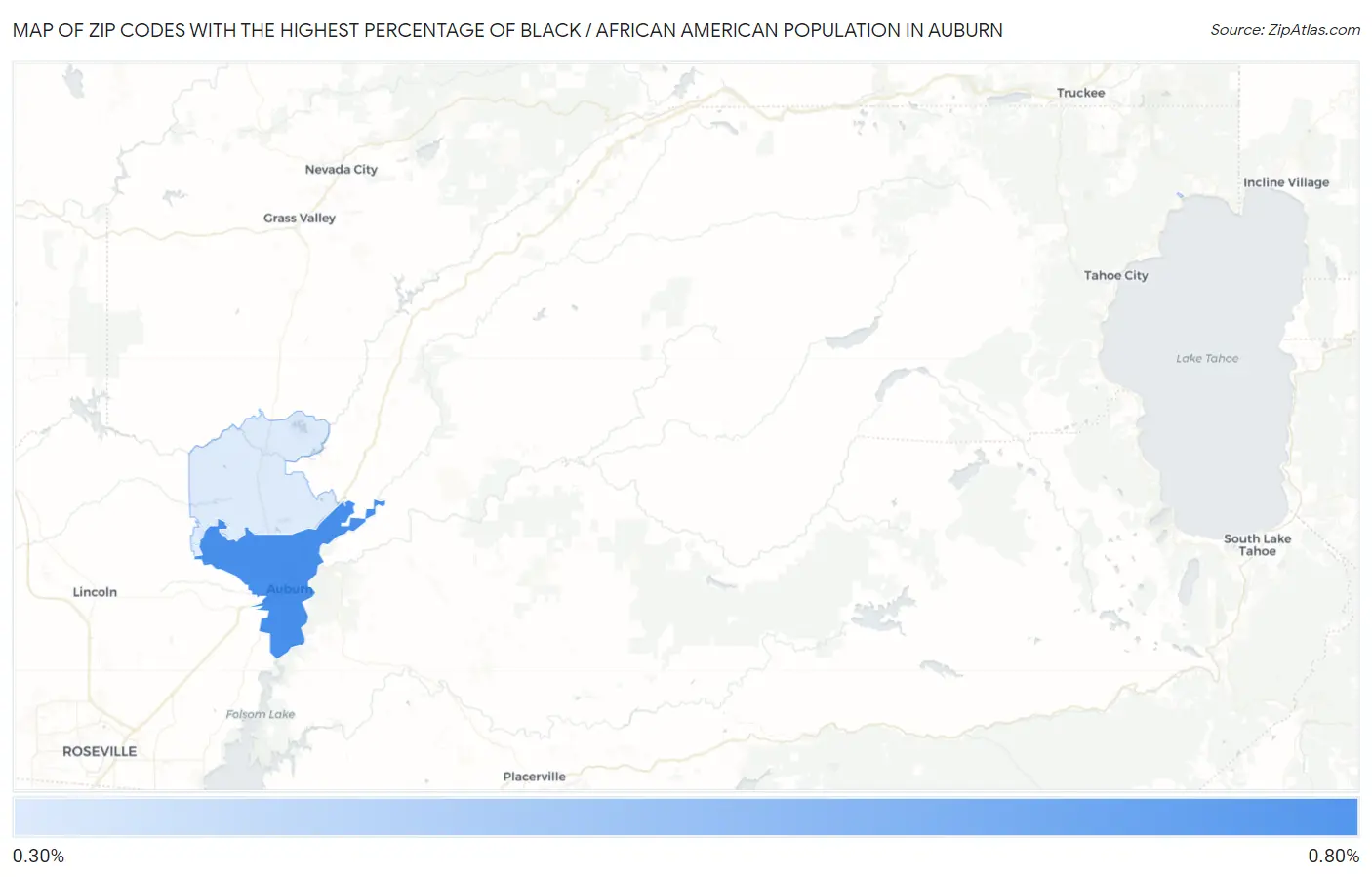 Zip Codes with the Highest Percentage of Black / African American Population in Auburn Map