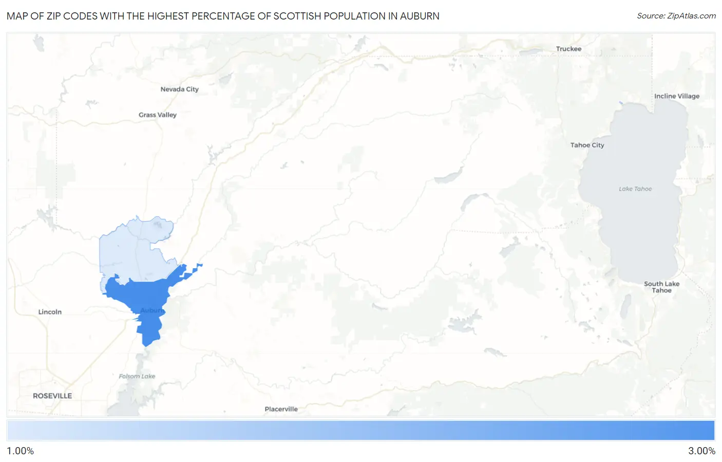 Zip Codes with the Highest Percentage of Scottish Population in Auburn Map