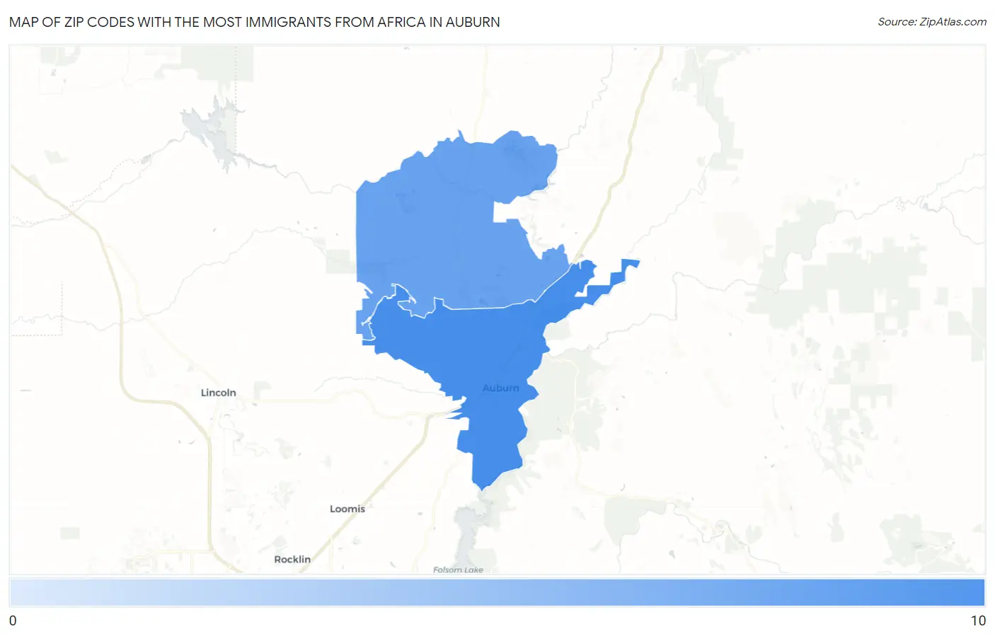 Zip Codes with the Most Immigrants from Africa in Auburn Map