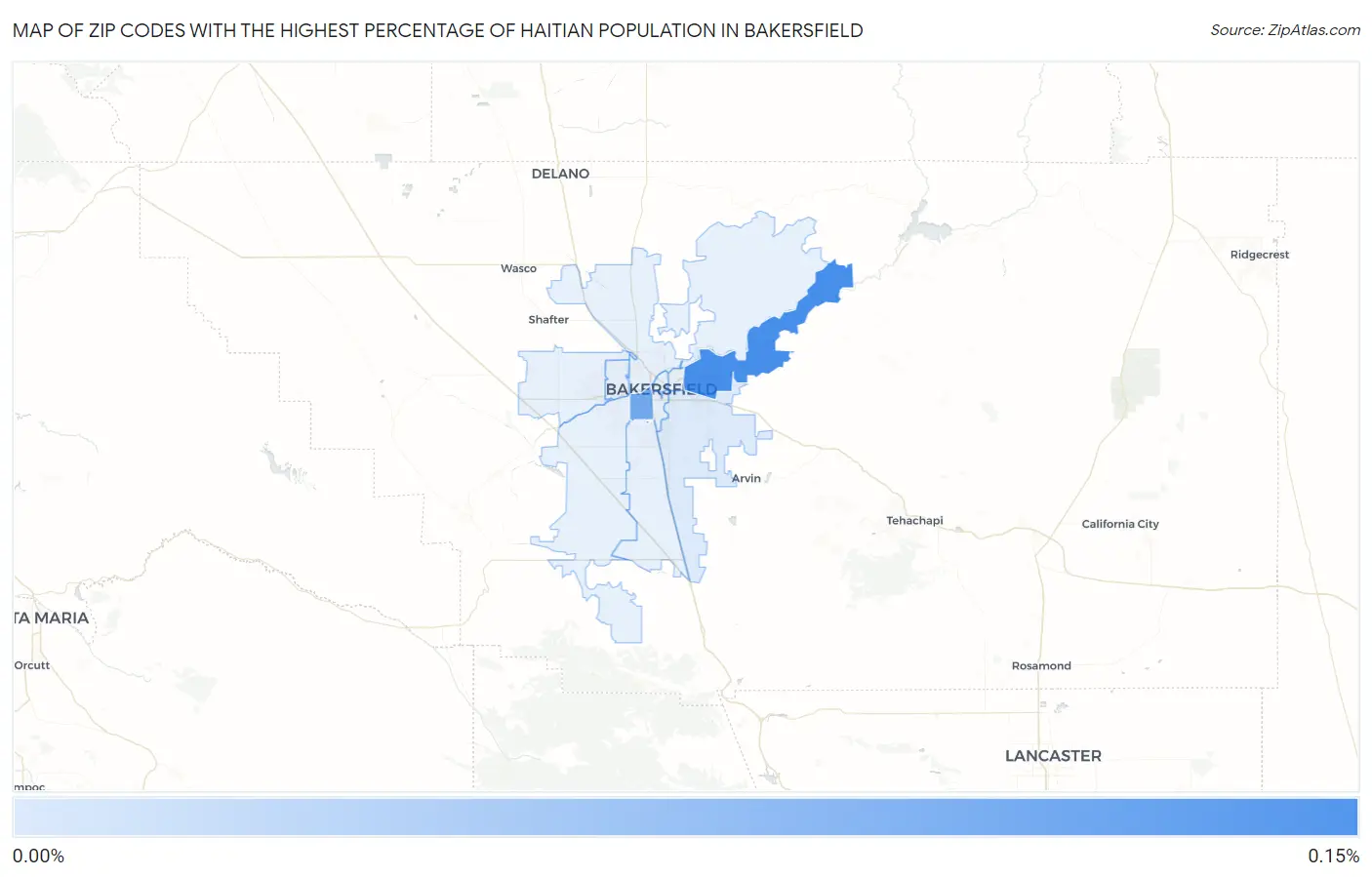 Zip Codes with the Highest Percentage of Haitian Population in Bakersfield Map