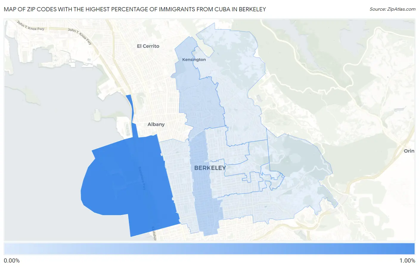 Zip Codes with the Highest Percentage of Immigrants from Cuba in Berkeley Map
