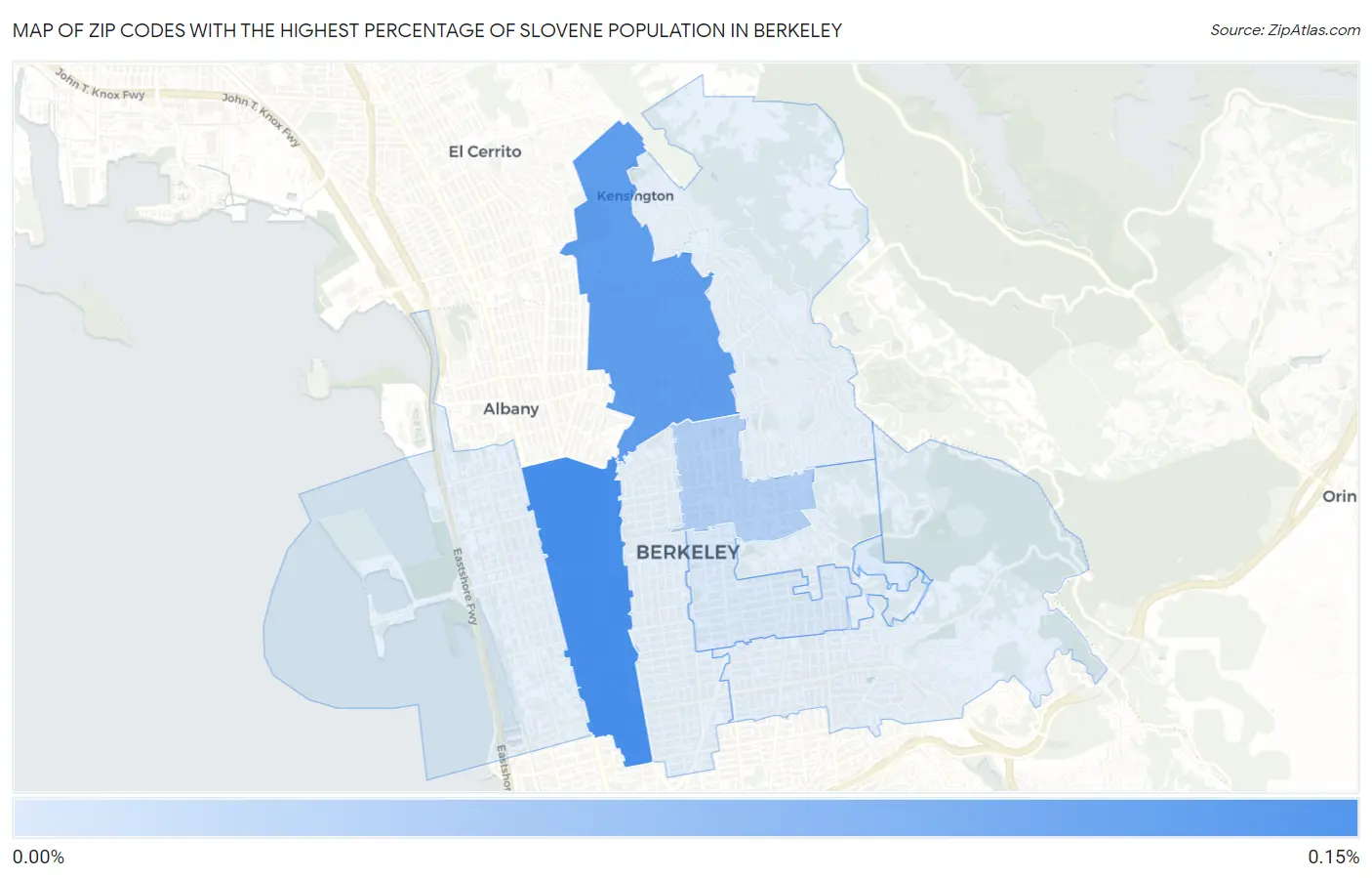 Zip Codes with the Highest Percentage of Slovene Population in Berkeley Map