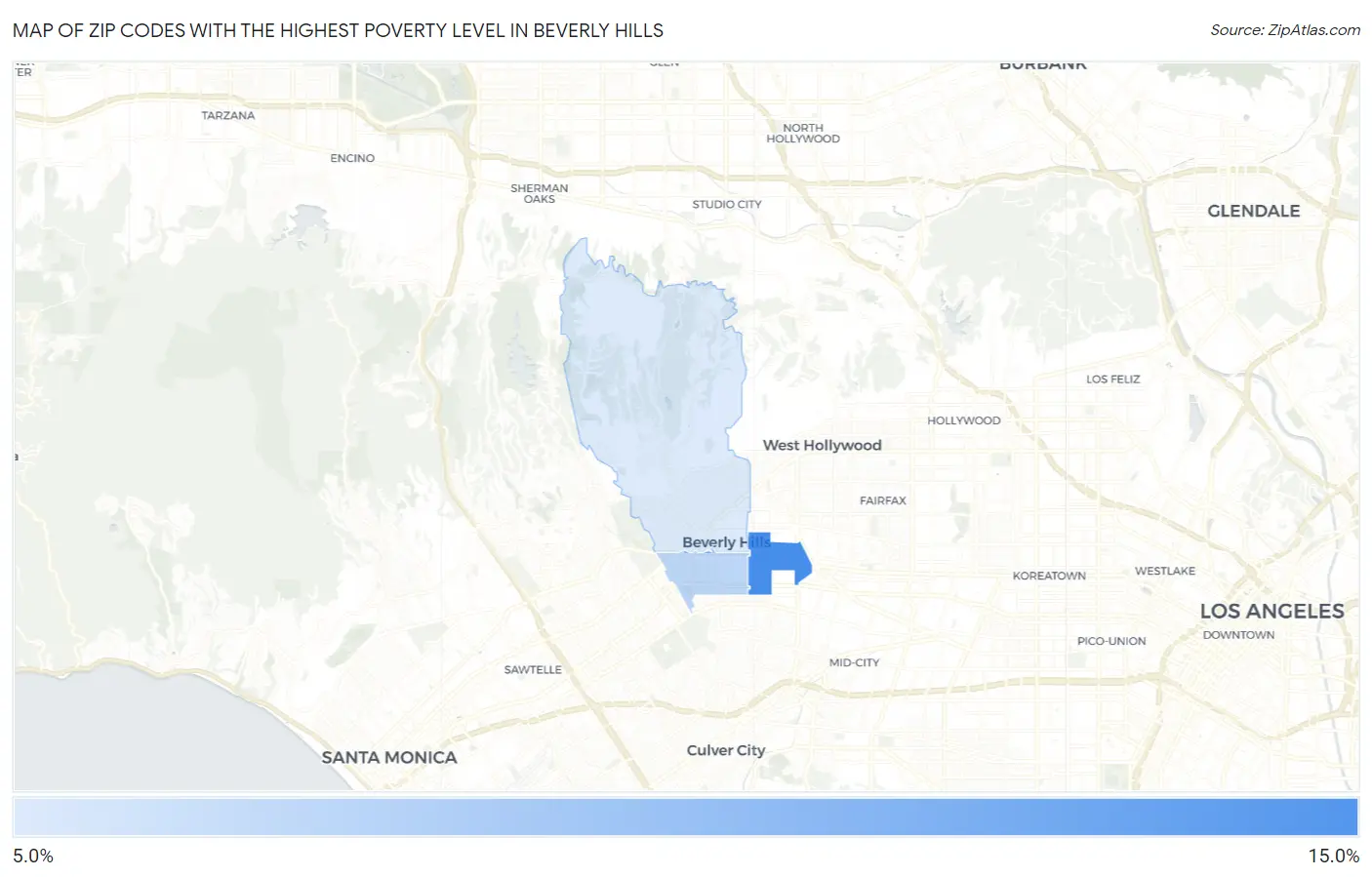 Zip Codes with the Highest Poverty Level in Beverly Hills Map