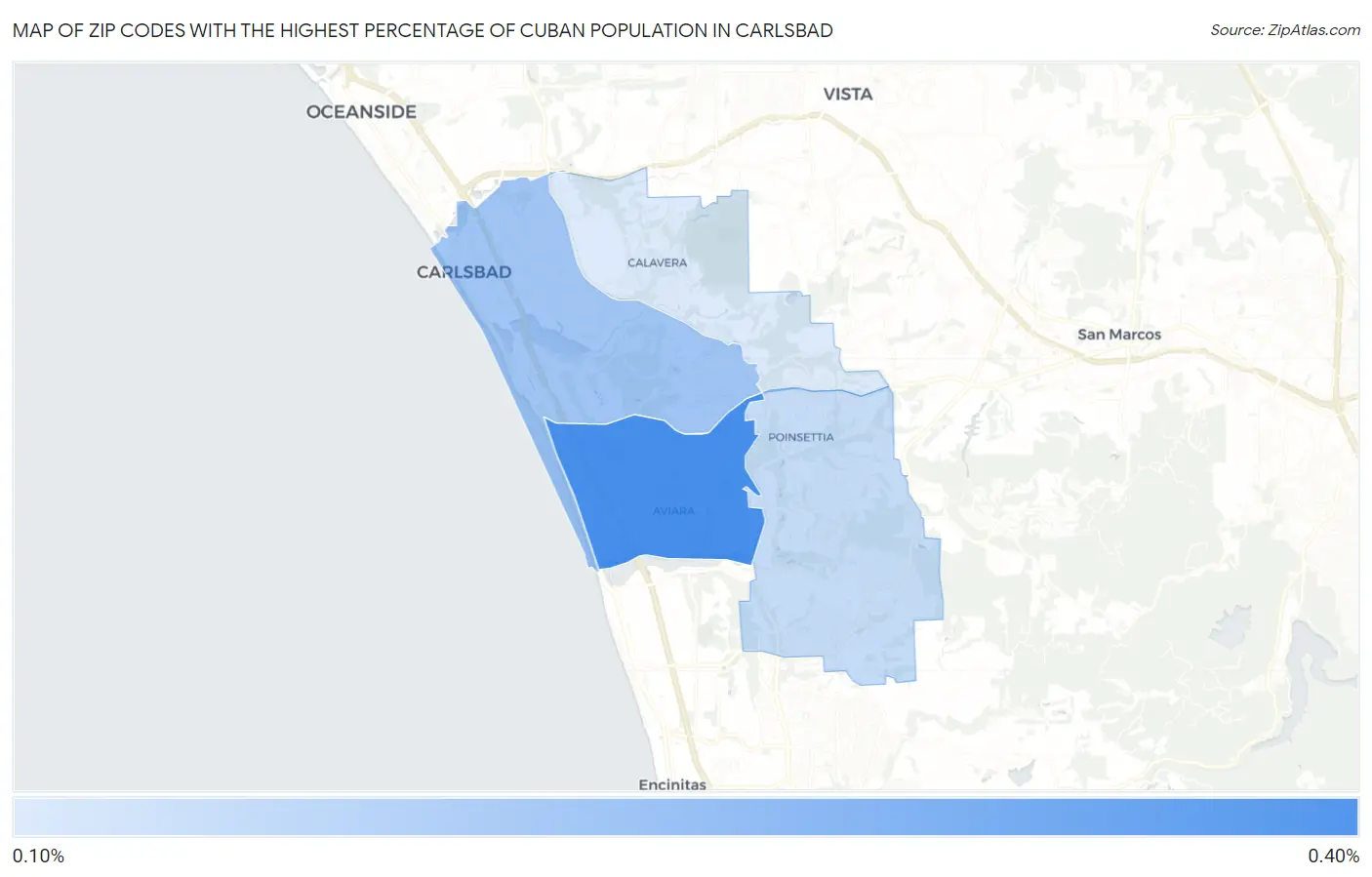 Zip Codes with the Highest Percentage of Cuban Population in Carlsbad Map