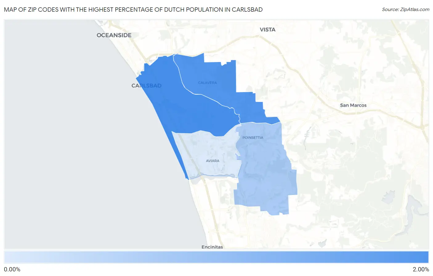 Zip Codes with the Highest Percentage of Dutch Population in Carlsbad Map