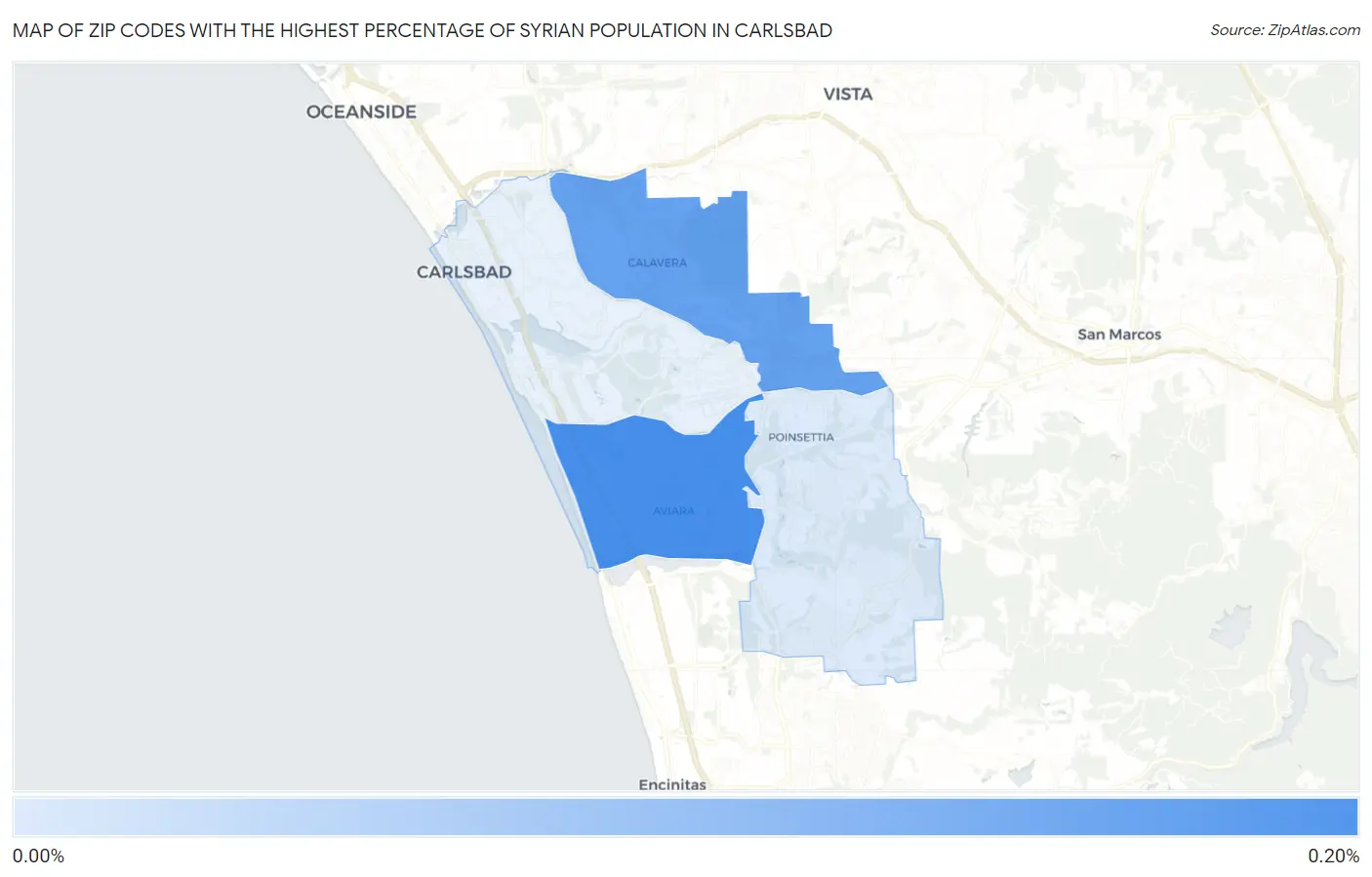 Zip Codes with the Highest Percentage of Syrian Population in Carlsbad Map