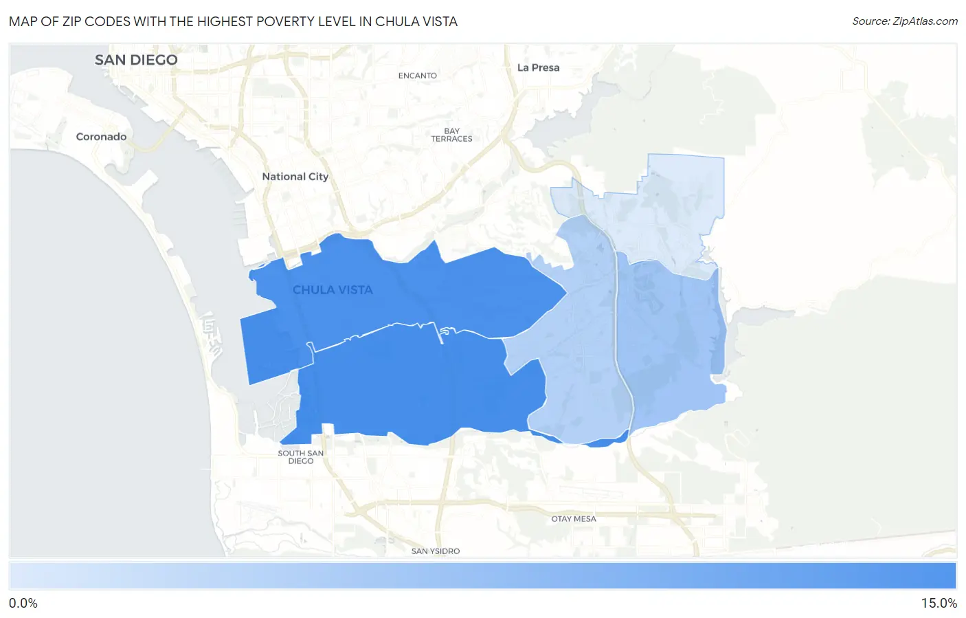 Zip Codes with the Highest Poverty Level in Chula Vista Map