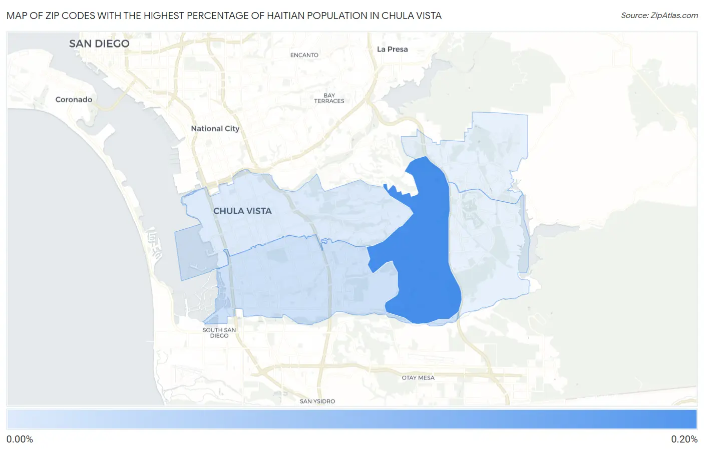 Zip Codes with the Highest Percentage of Haitian Population in Chula Vista Map