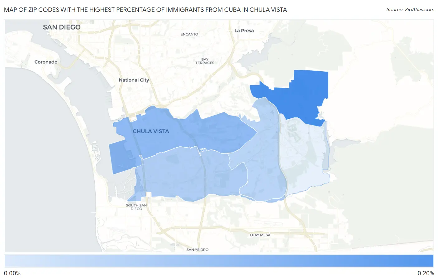 Zip Codes with the Highest Percentage of Immigrants from Cuba in Chula Vista Map