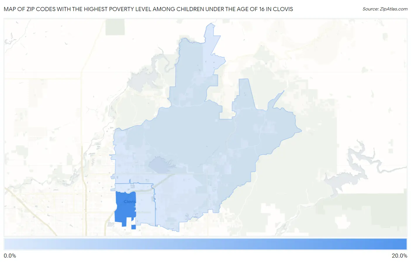 Zip Codes with the Highest Poverty Level Among Children Under the Age of 16 in Clovis Map