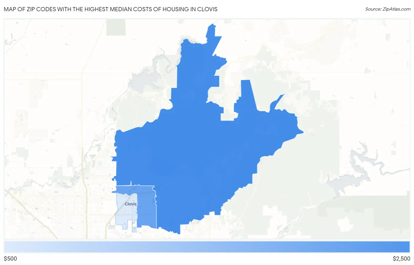 Zip Codes with the Highest Median Costs of Housing in Clovis Map