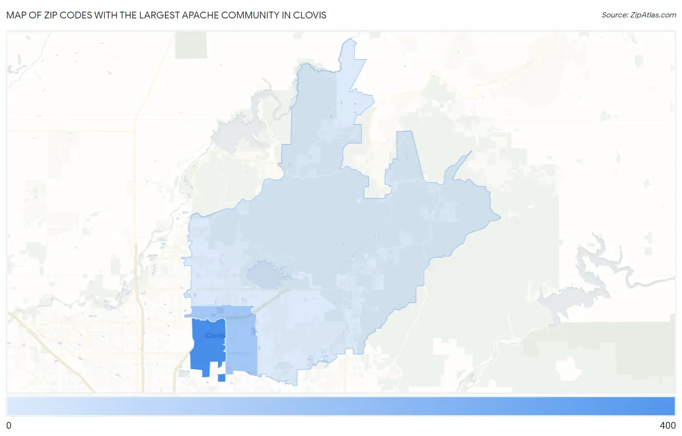 Zip Codes with the Largest Apache Community in Clovis Map