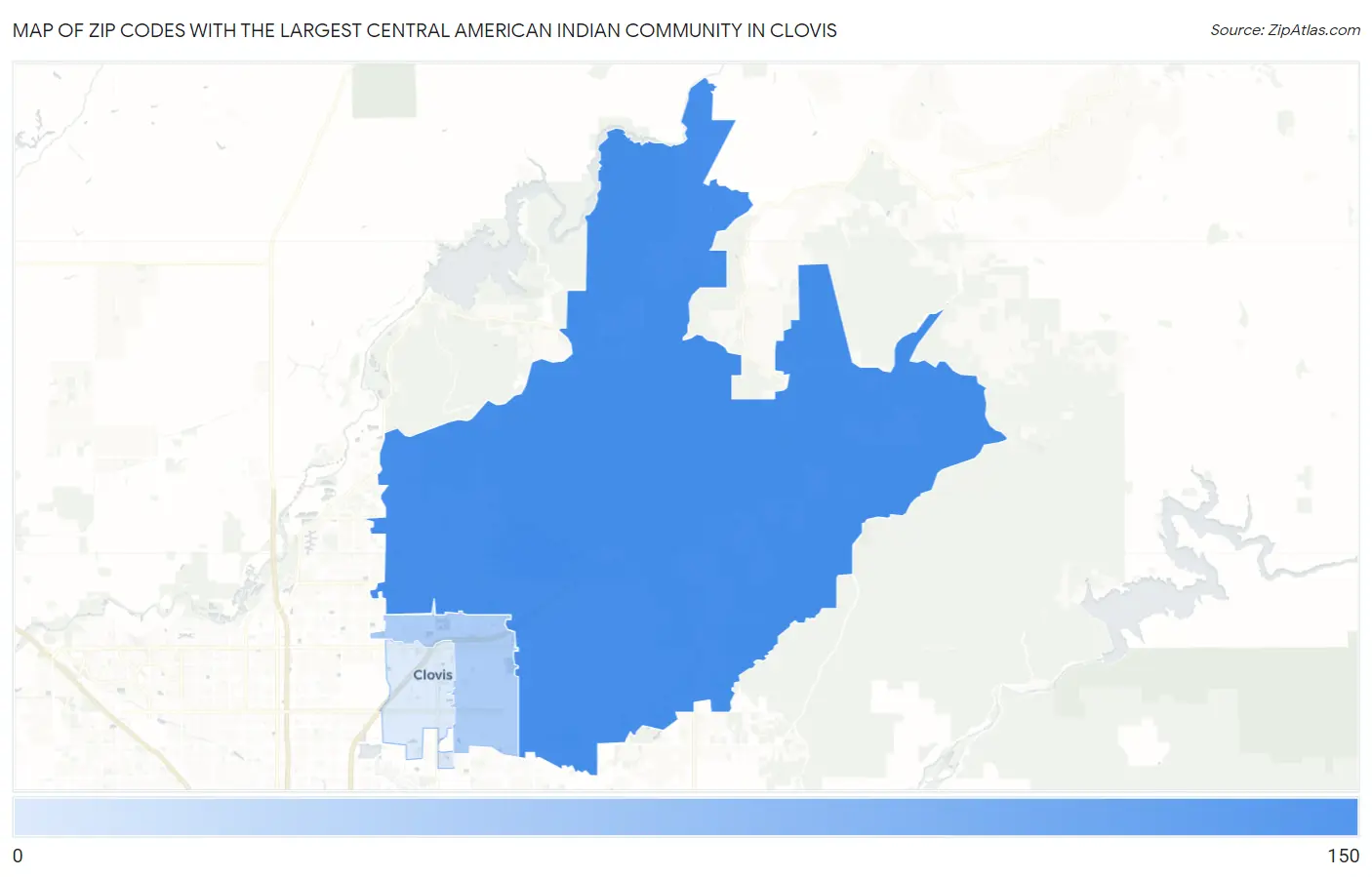 Zip Codes with the Largest Central American Indian Community in Clovis Map