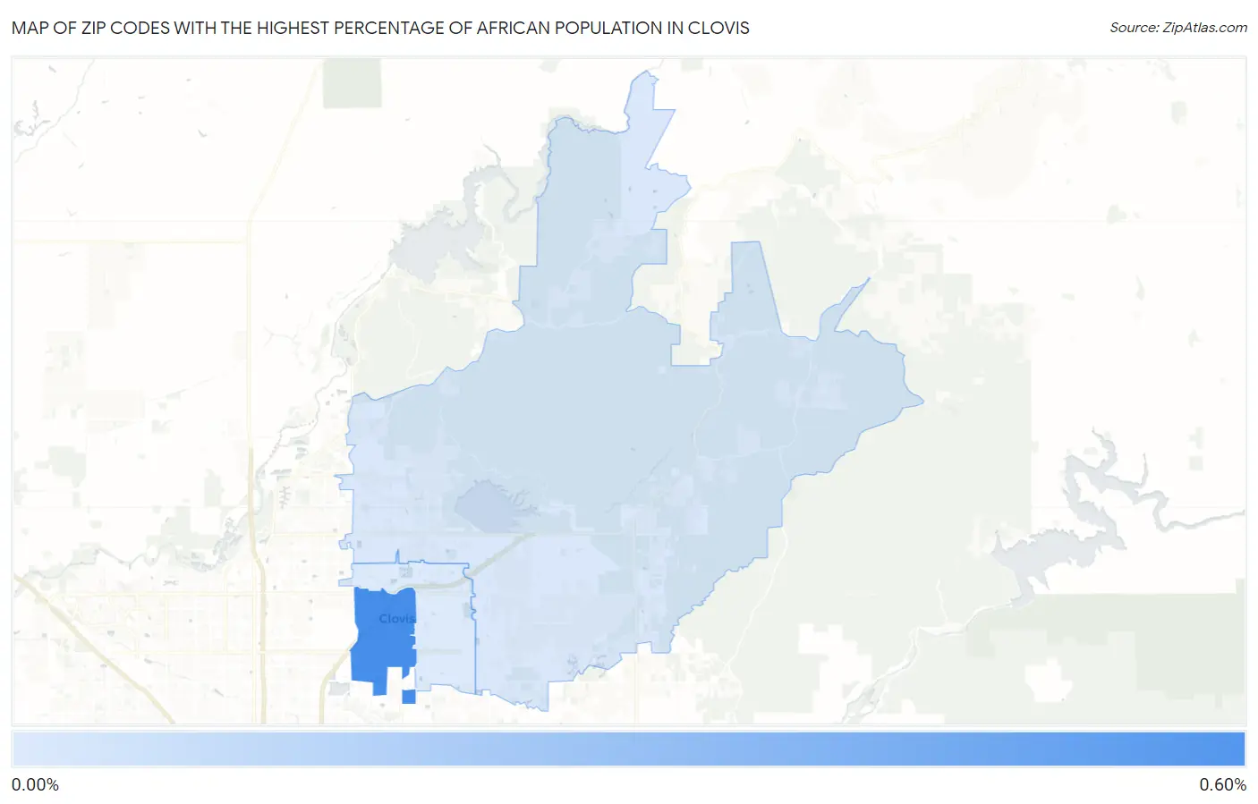 Zip Codes with the Highest Percentage of African Population in Clovis Map