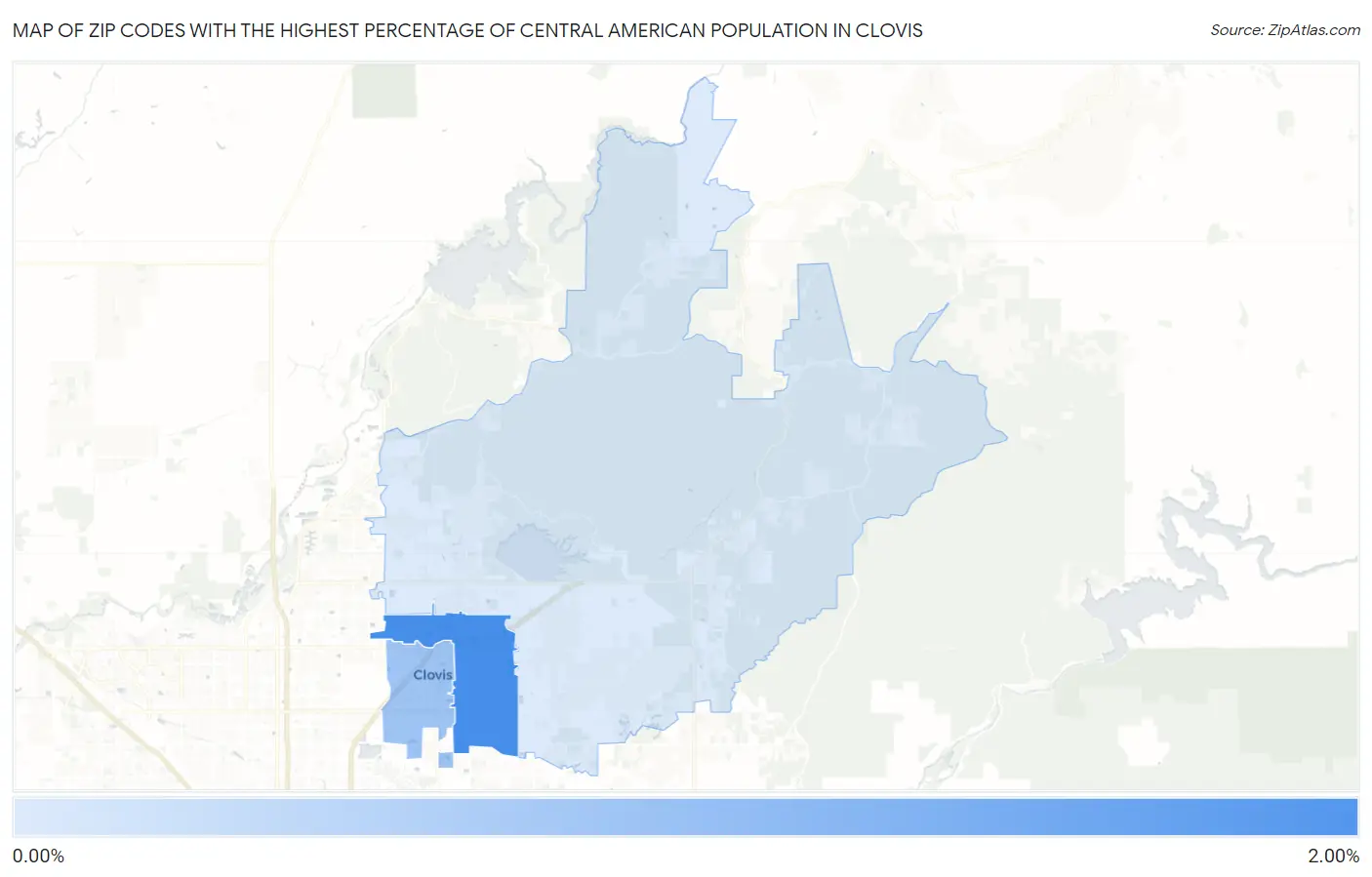 Zip Codes with the Highest Percentage of Central American Population in Clovis Map