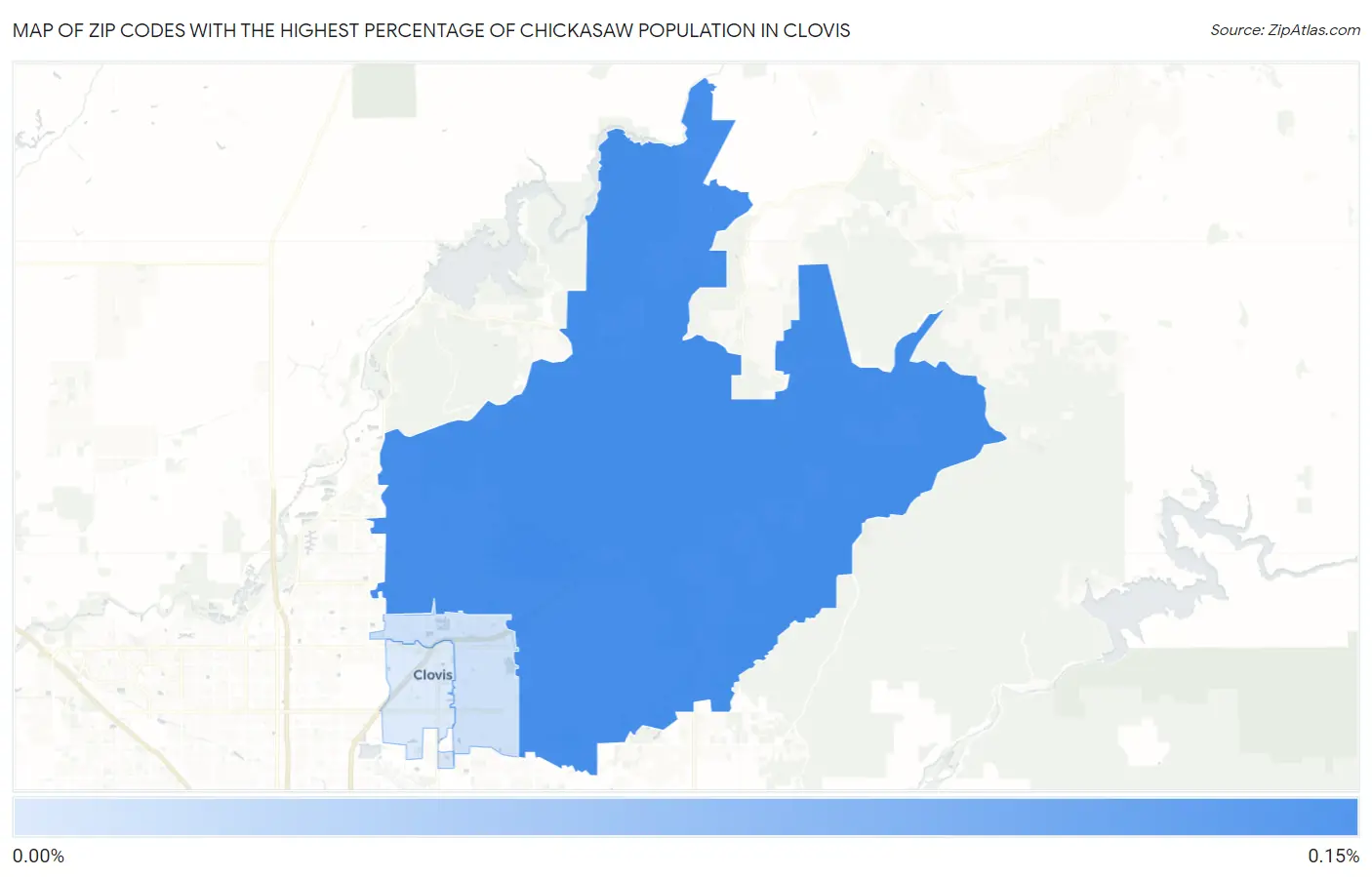 Zip Codes with the Highest Percentage of Chickasaw Population in Clovis Map