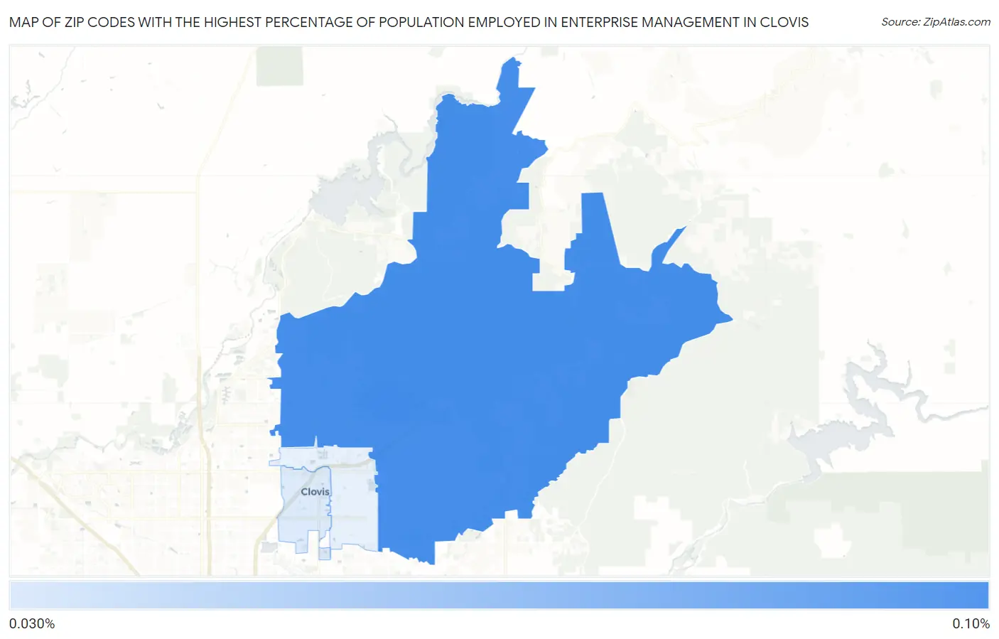 Zip Codes with the Highest Percentage of Population Employed in Enterprise Management in Clovis Map