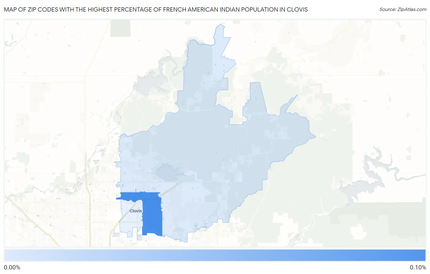 Zip Codes with the Highest Percentage of French American Indian Population in Clovis Map