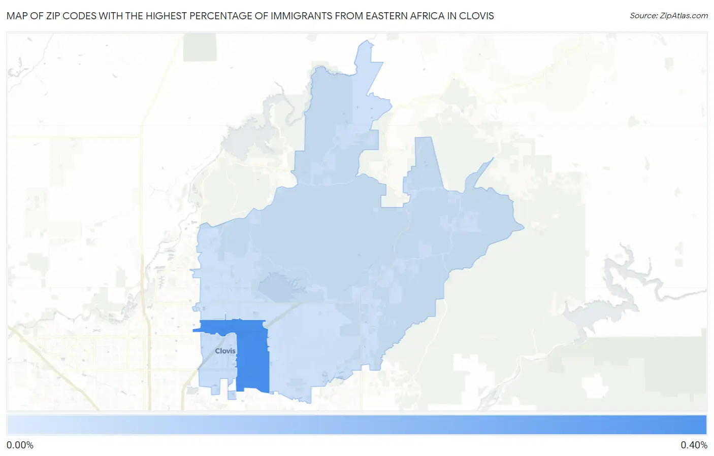 Zip Codes with the Highest Percentage of Immigrants from Eastern Africa in Clovis Map