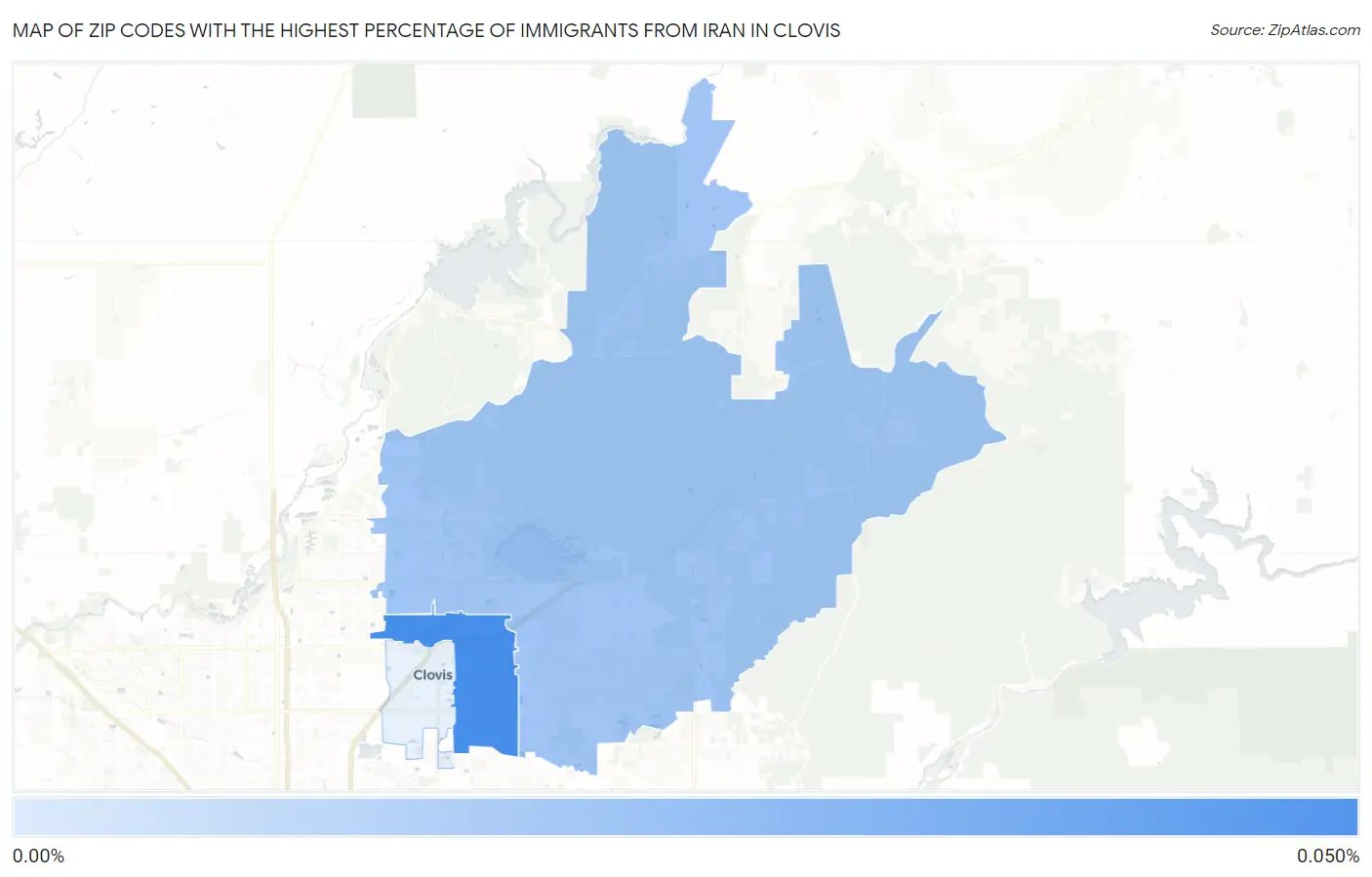 Zip Codes with the Highest Percentage of Immigrants from Iran in Clovis Map