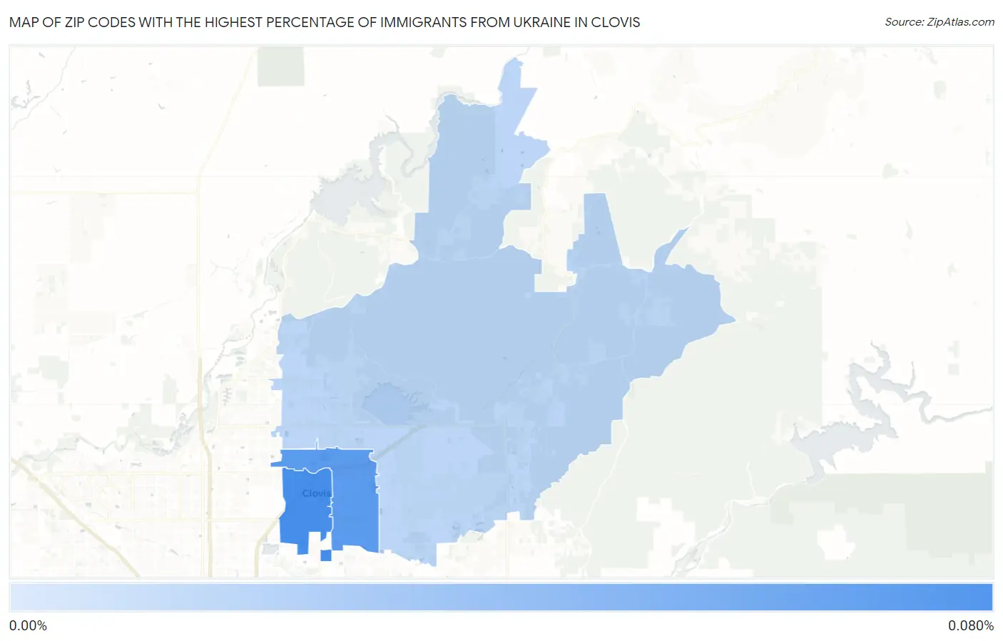Zip Codes with the Highest Percentage of Immigrants from Ukraine in Clovis Map